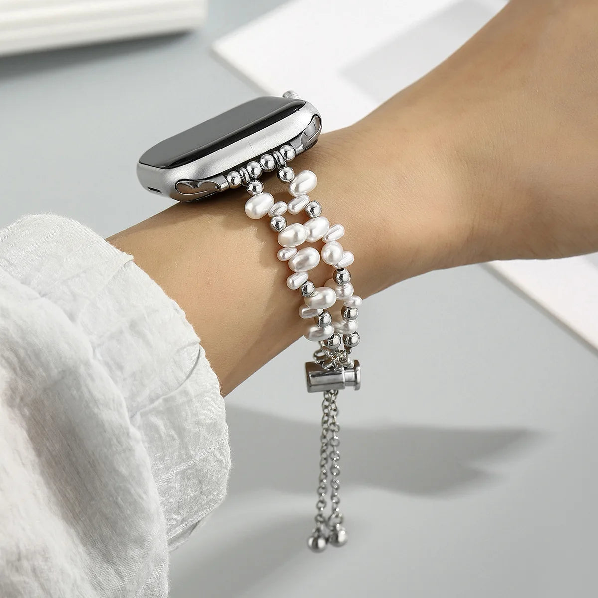 New Beads Metal Link Strap for Apple Watch Band