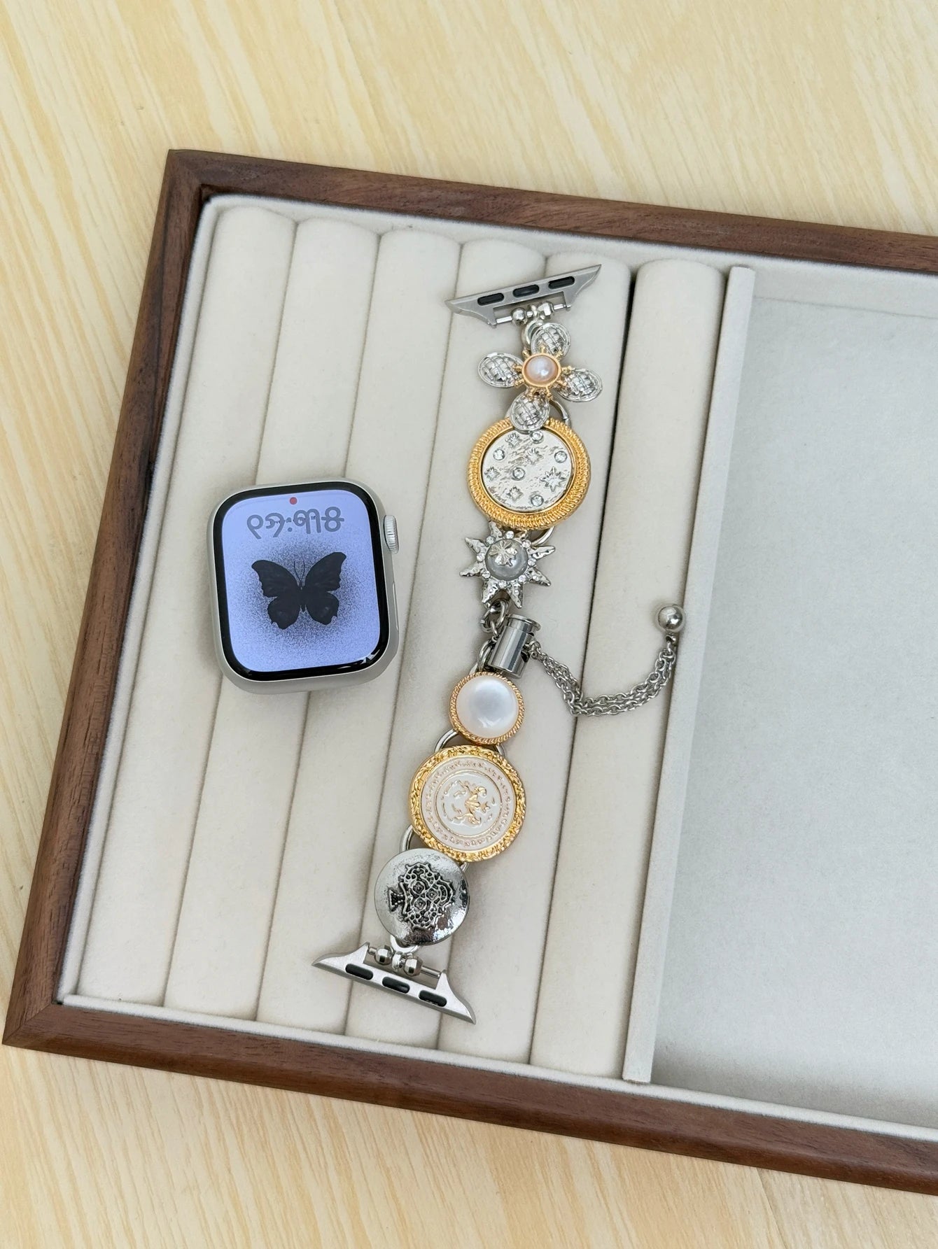 New Beads Metal Link Strap for Apple Watch Band