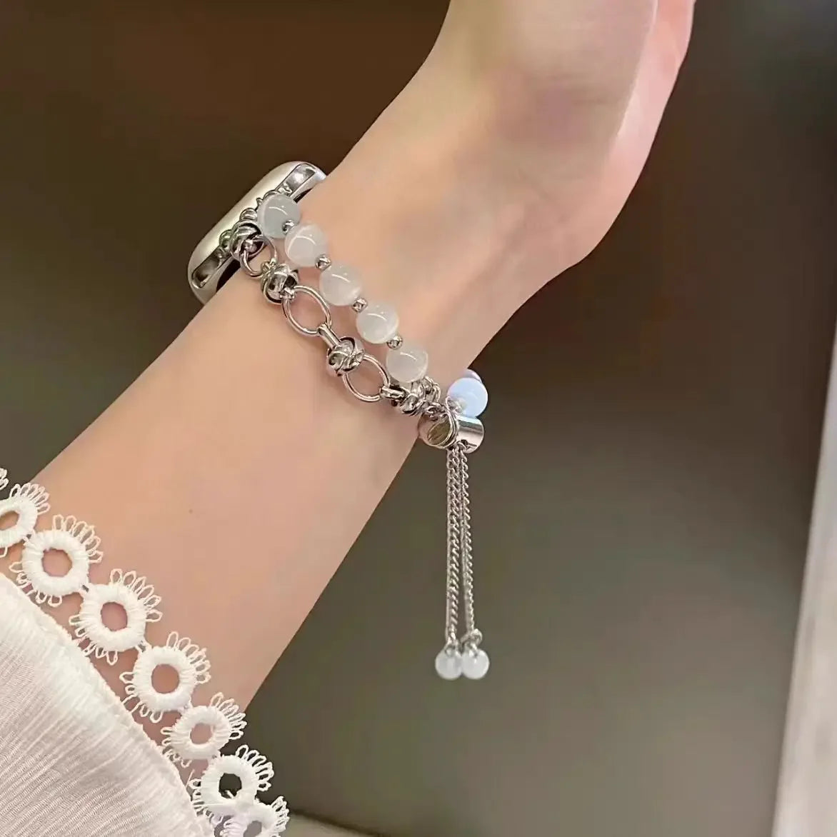 New Beads Metal Link Strap for Apple Watch Band