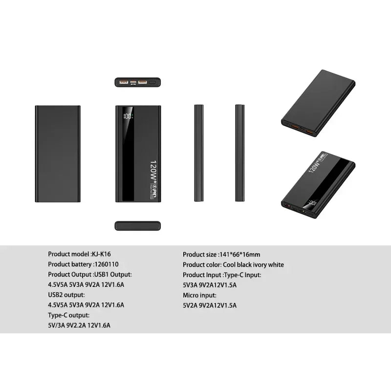 Power Bank 120W Fast Charging 50000mAh 100000mAh 200000mAh