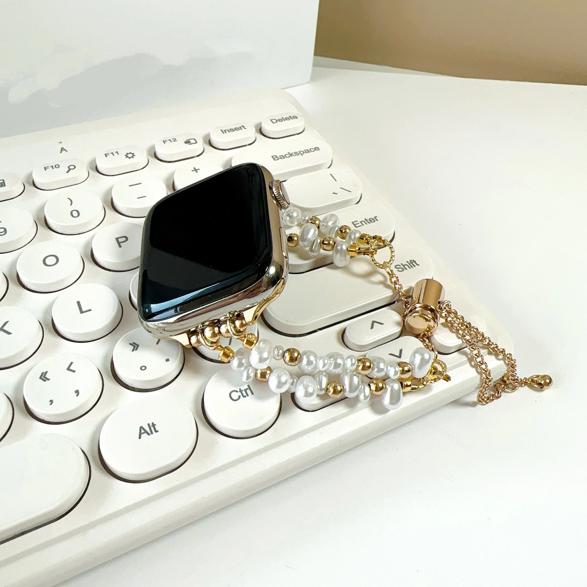 New Beads Metal Link Strap for Apple Watch Band