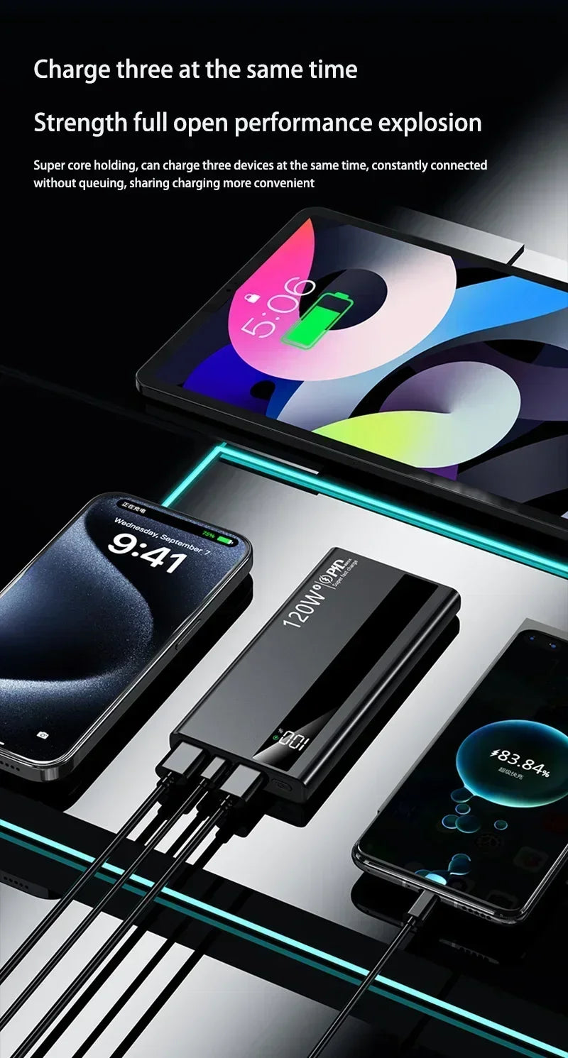 Power Bank 120W Fast Charging 50000mAh 100000mAh 200000mAh