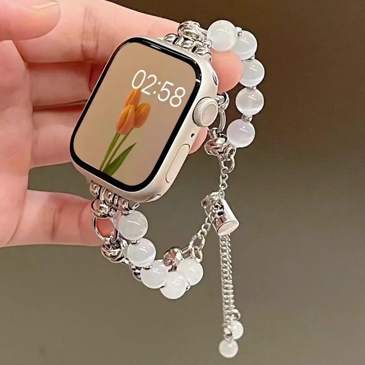 New Beads Metal Link Strap for Apple Watch Band