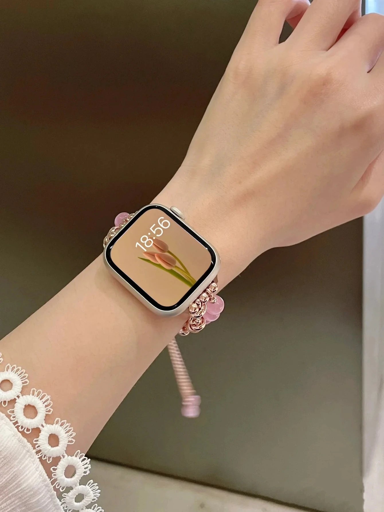 New Beads Metal Link Strap for Apple Watch Band
