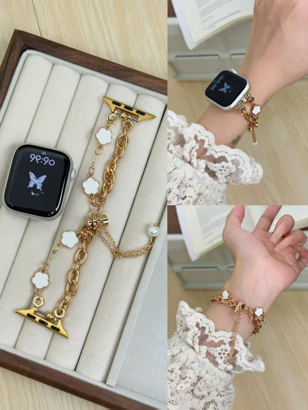 New Beads Metal Link Strap for Apple Watch Band