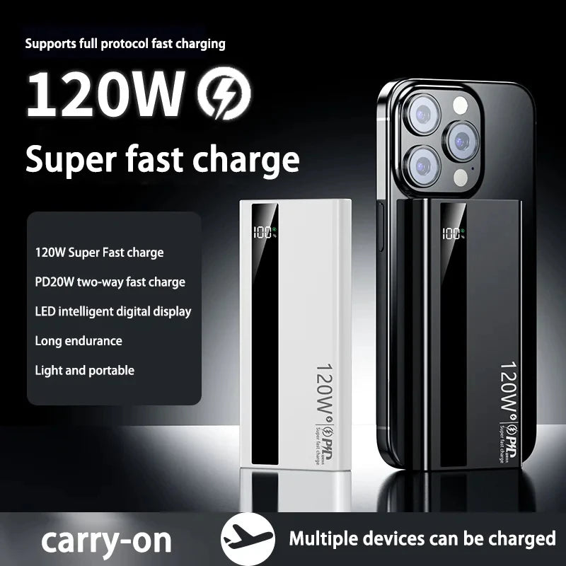 Power Bank 120W Fast Charging 50000mAh 100000mAh 200000mAh
