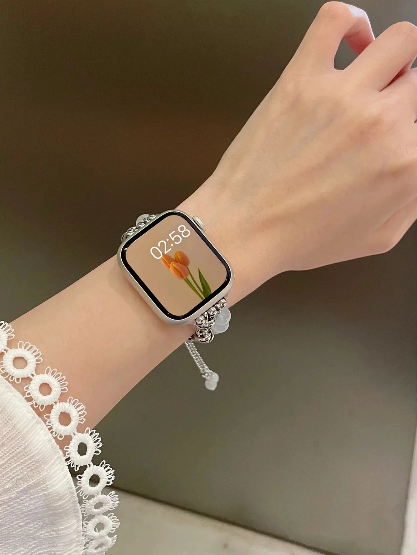 New Beads Metal Link Strap for Apple Watch Band