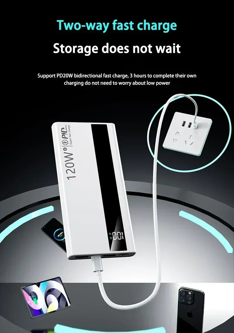 Power Bank 120W Fast Charging 50000mAh 100000mAh 200000mAh