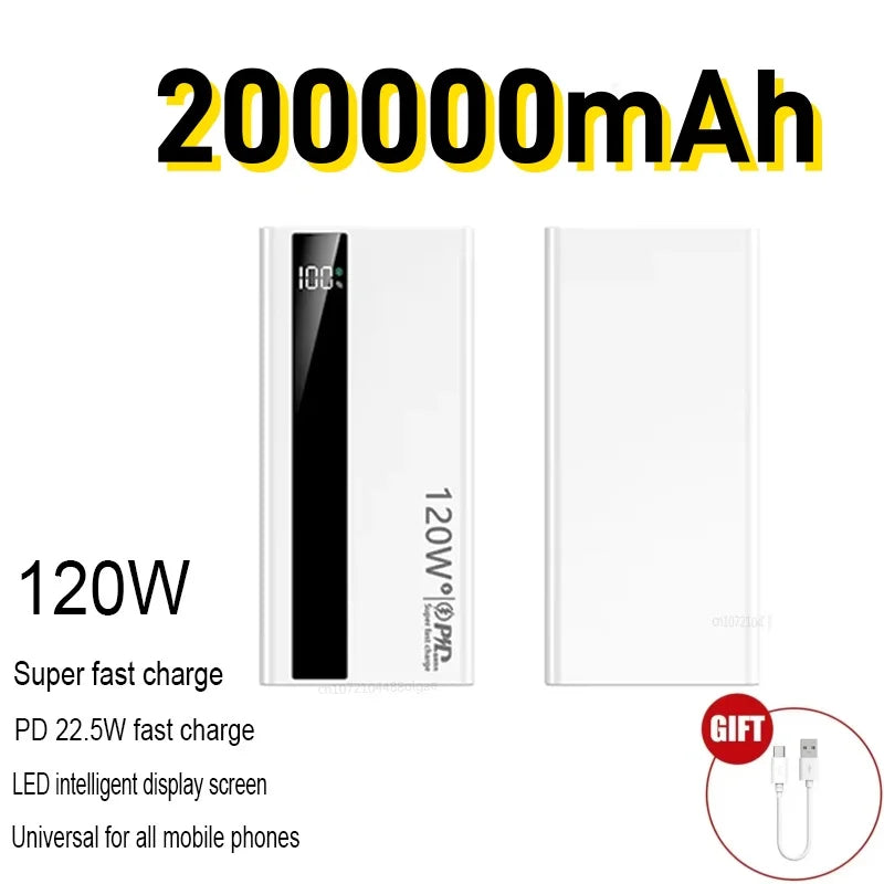Power Bank 120W Fast Charging 50000mAh 100000mAh 200000mAh