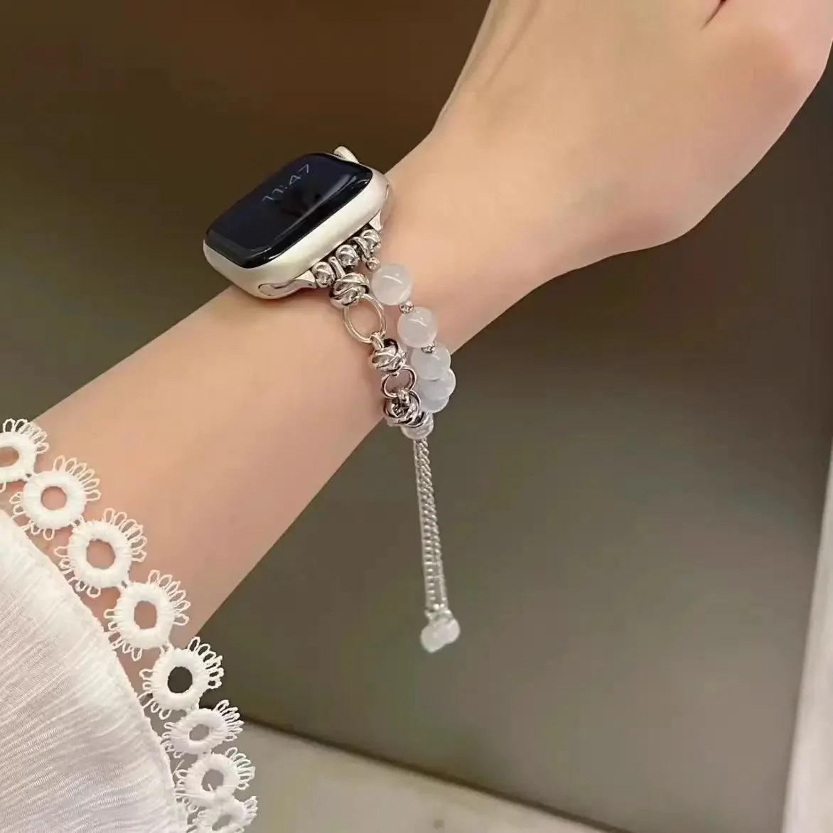 New Beads Metal Link Strap for Apple Watch Band